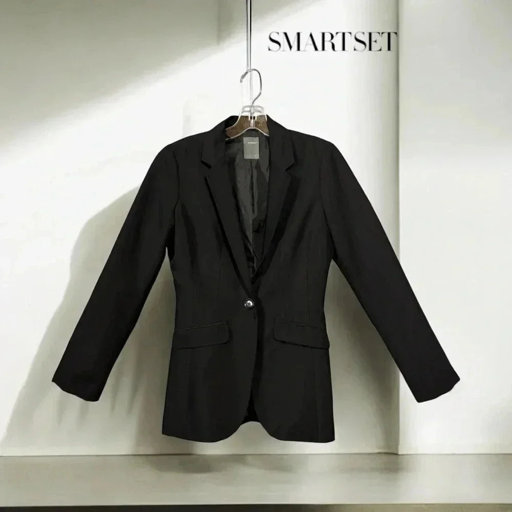 Smart Set, Classic Single-Button Black Blazer, Size 0
